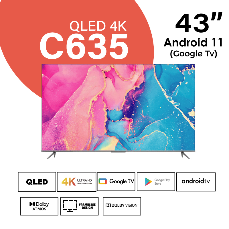 TCL 43C635 43 inch QLED 4K HDR Google TV