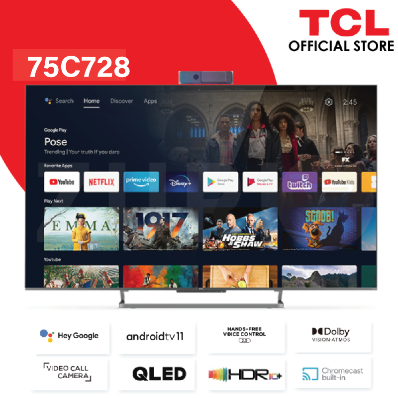 TCL C728 75 inch QLED 4K HDR Google TV